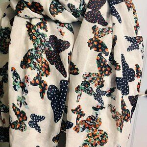 🦋 Handmade Cotton & Viscose Butterfly Scarf – Large & Lightweight- NWT